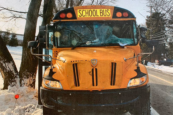 You are currently viewing Sheet of ice obliterates windshield of middle school bus