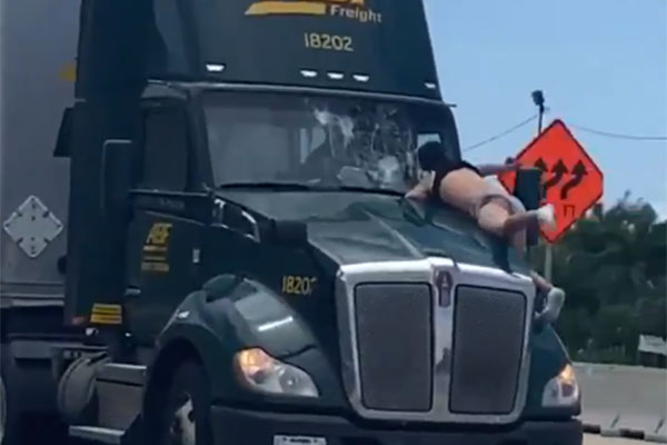 You are currently viewing Florida man beats on windshield of semi-truck driving down highway